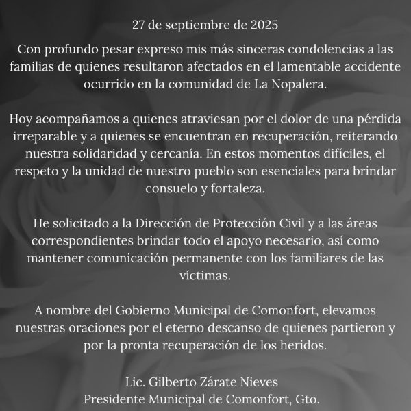 Condolencias Presidente